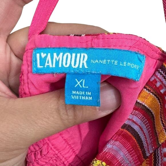 L'Amour Nanette Lepore Women's XL Crop Tank Top Boho Festival Multicolor Stripes - Picture 3 of 7